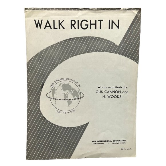 Piano Sheet Music Walk Right In 1963 Gus Cannon H Woods Vintage - Picture 1 of 4